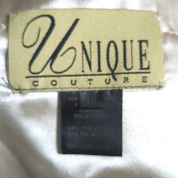 UNIQUE Couture Beige Embellished Two Pieces Formal Maxi Dress Size 16 - Picture 13 of 16